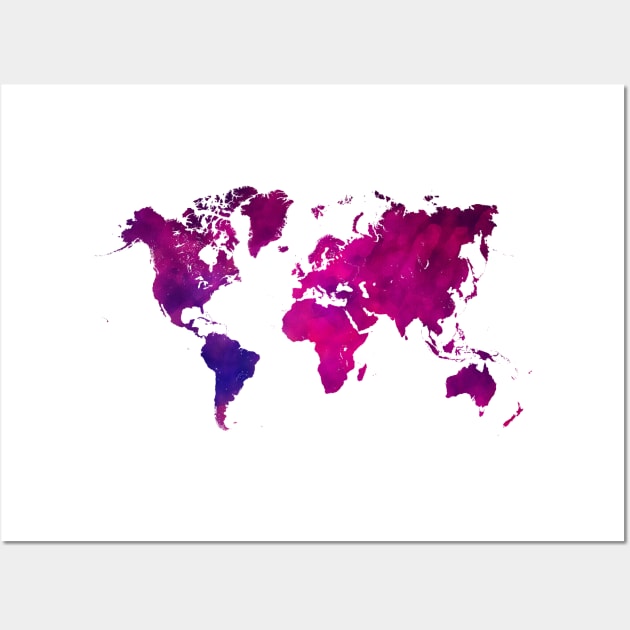 world map purple  #map #worldmap Wall Art by JBJart